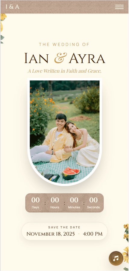 Gunita Stories wedding website preview
